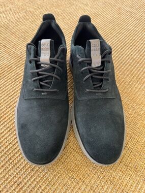 NEVER WORN Cole Haan Men's Black Suede Lace-Up Sneakers w Gray Sole
